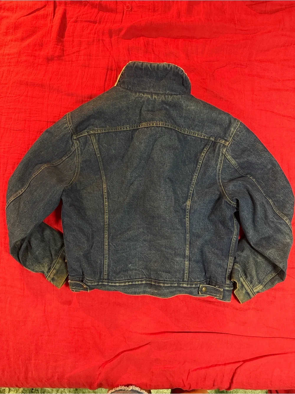 Vintage Levi's Dark Blue Mens Denim Sherpa-Trim Bomber Jacket